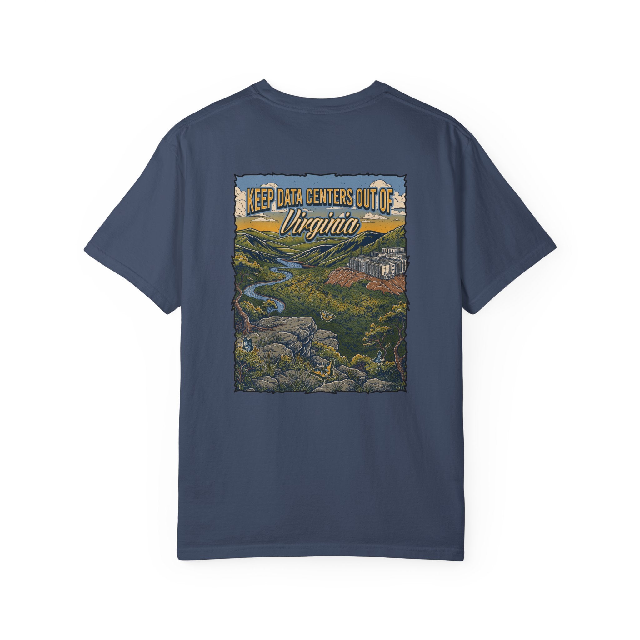 Keep Data Centers Out of Virginia T-Shirt (Front and Back)