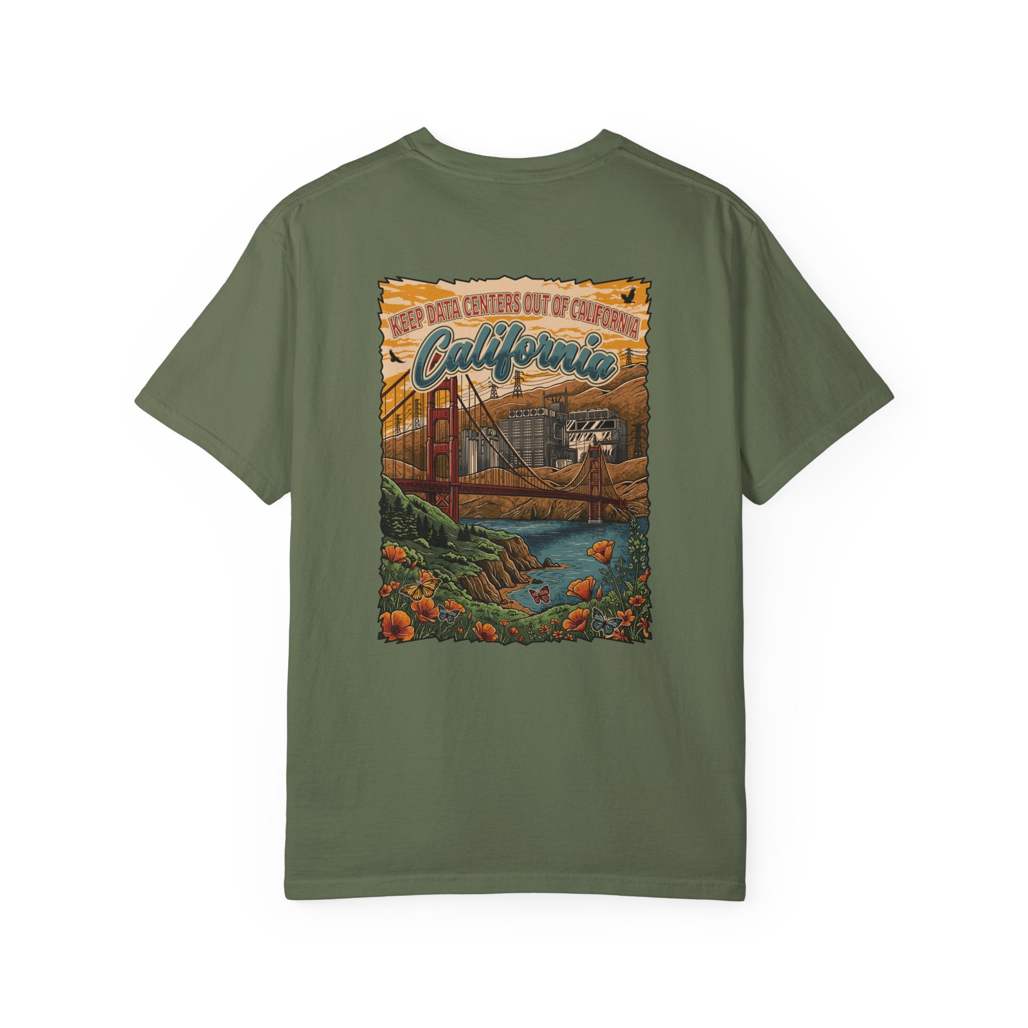 Keep Data Centers Out of California T-Shirt (Front and Back)