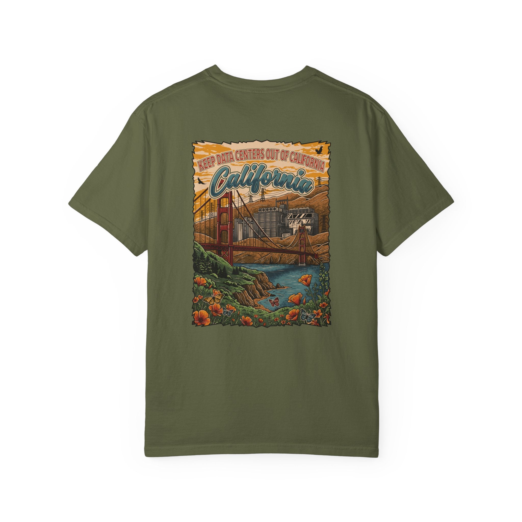 Keep Data Centers Out of California T-Shirt (Front and Back)