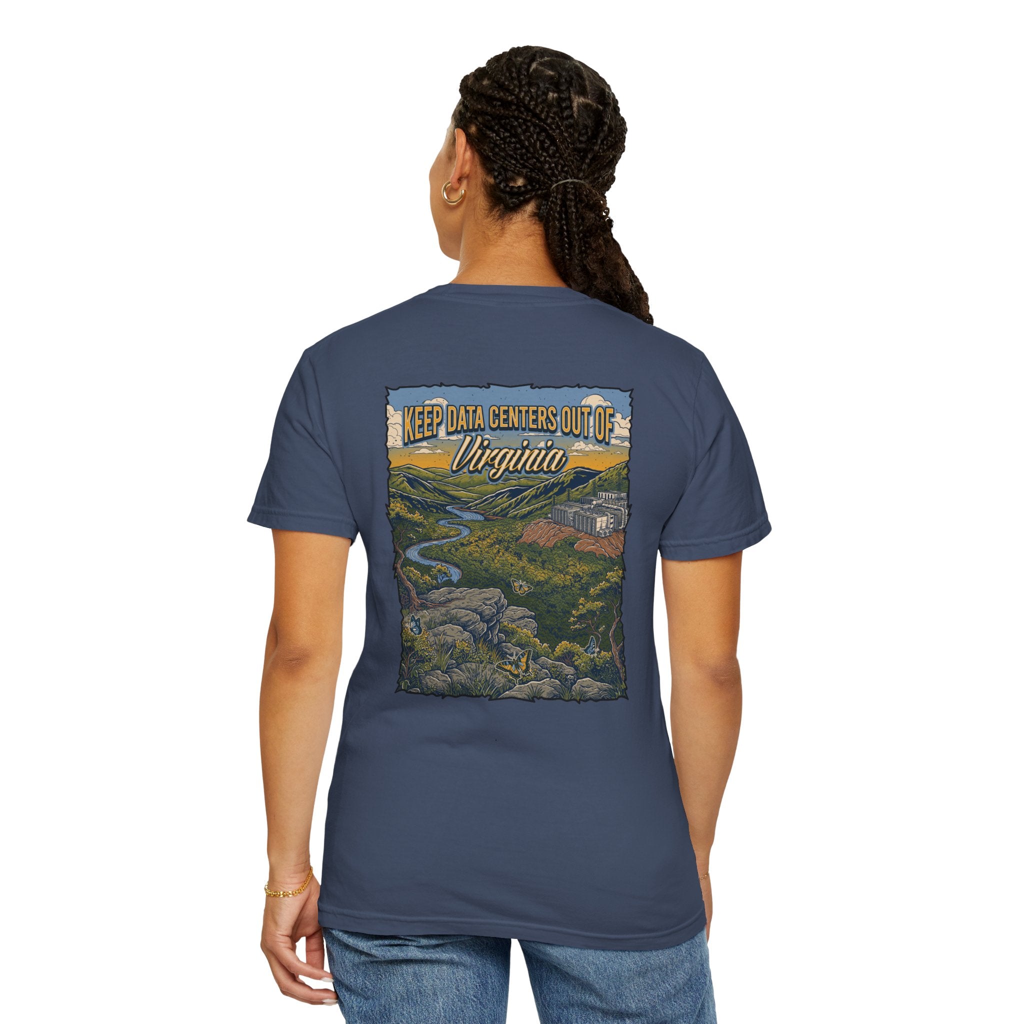 Keep Data Centers Out of Virginia T-Shirt (Front and Back)
